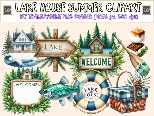Lake House Summer Clipart