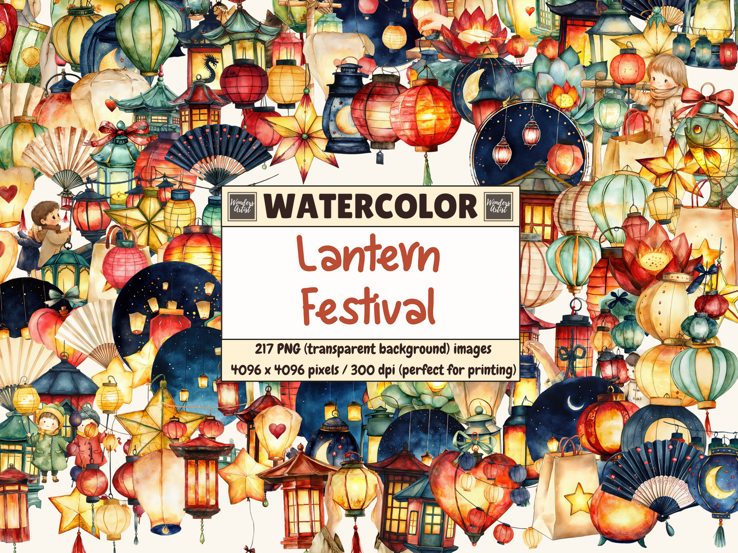 Lantern Festival Watercolor Clipart