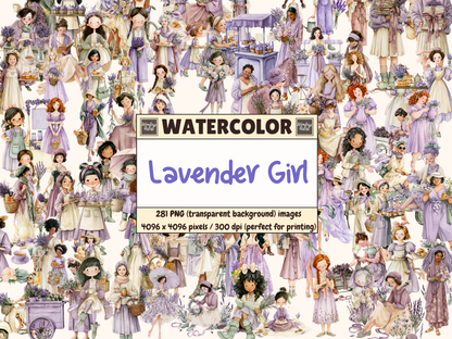 Lavender Girl Watercolor Clipart