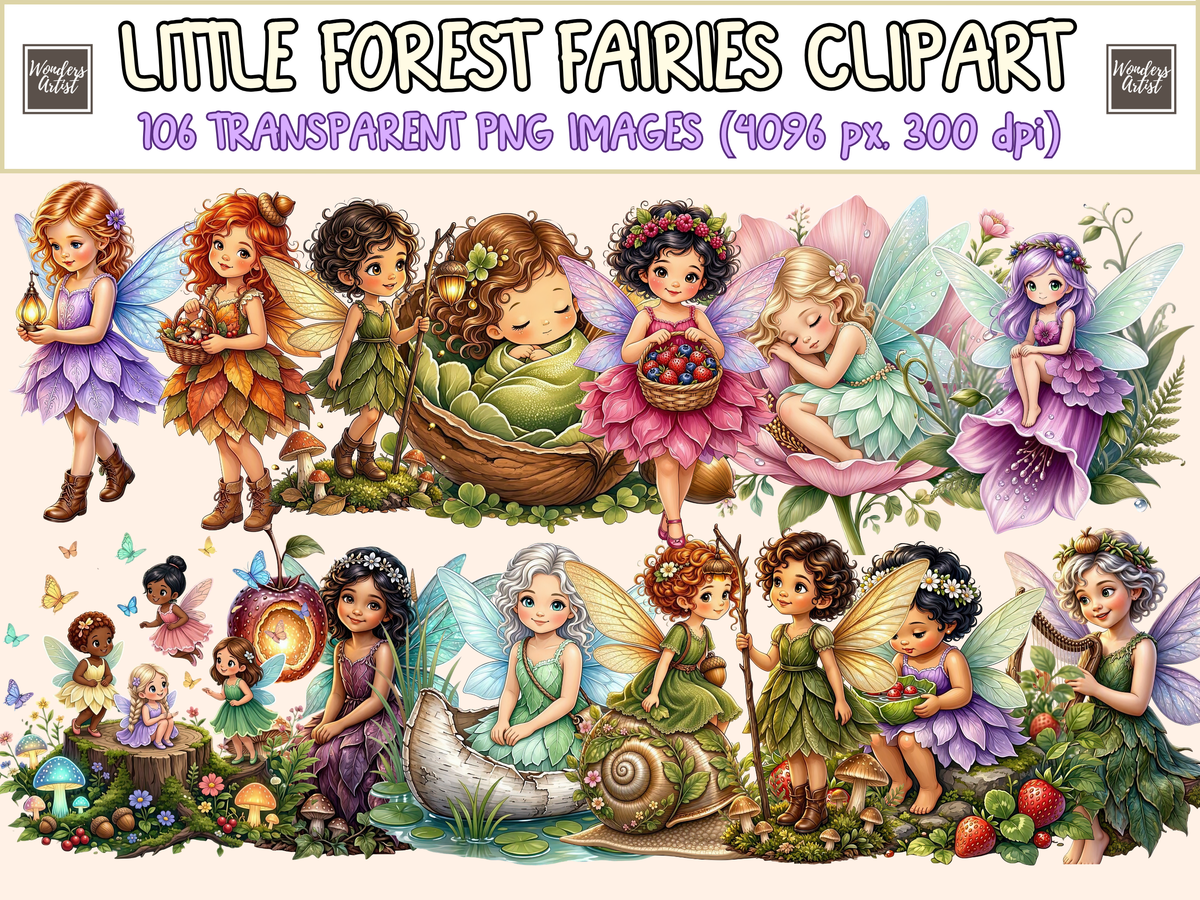 Little Forest Fairies Clipart