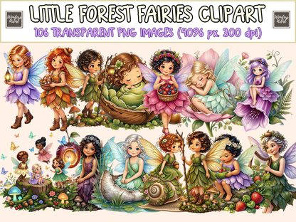 Little Forest Fairies Clipart
