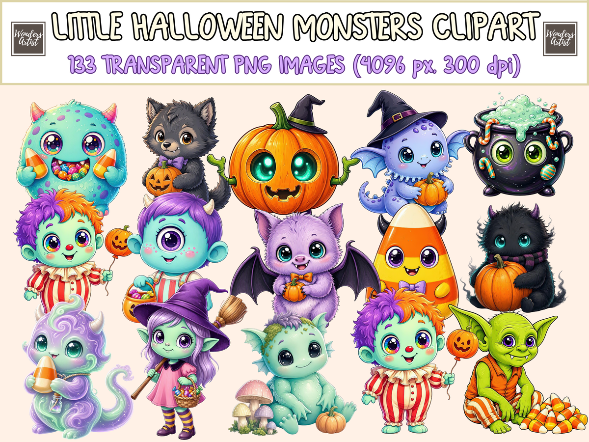 Little Halloween Monsters Clipart