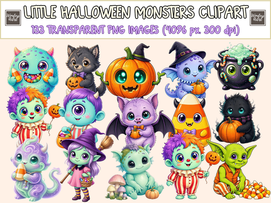 Little Halloween Monsters Clipart