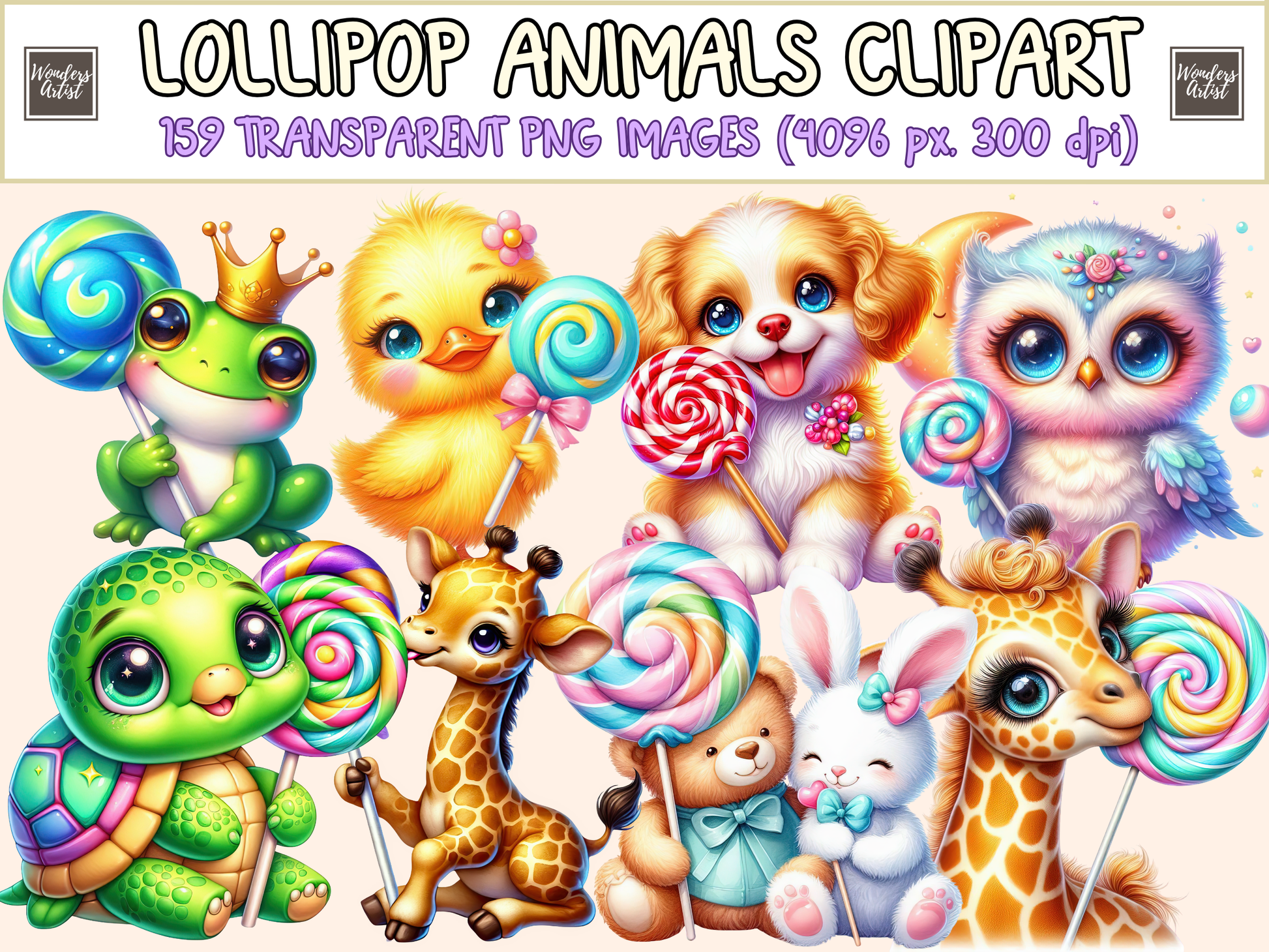 Lollipop Animals Clipart