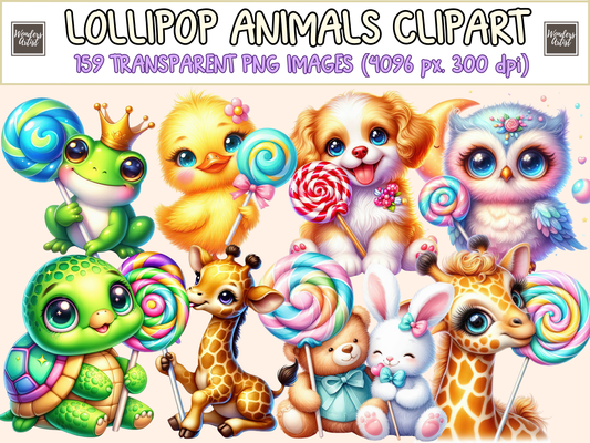 Lollipop Animals Clipart