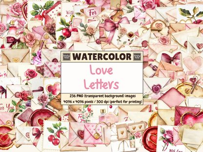 Love Letters Watercolor Clipart
