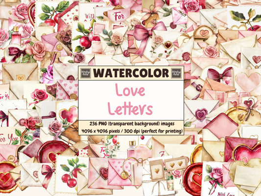 Love Letters Watercolor Clipart