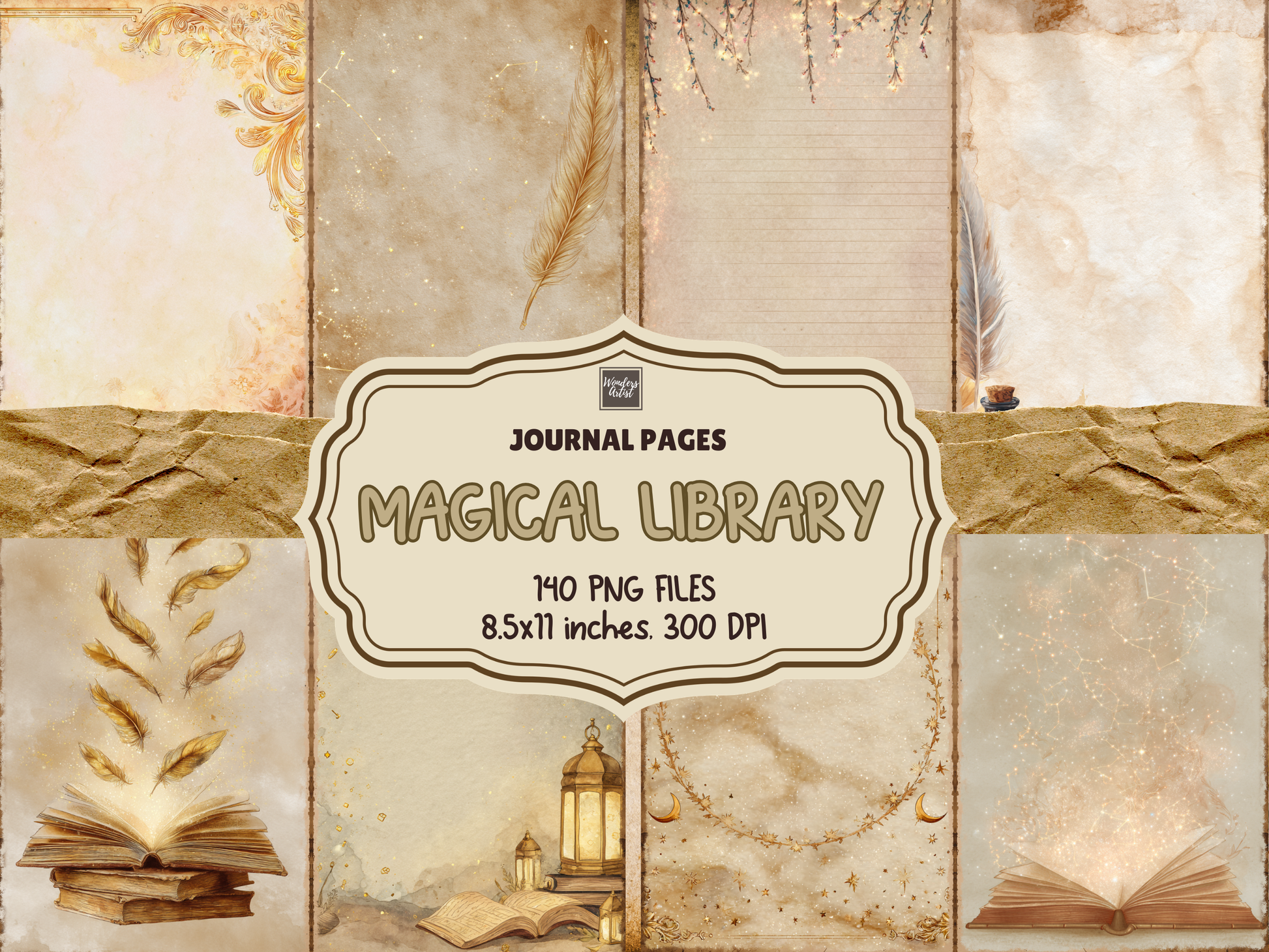 Magical Library Journal Pages