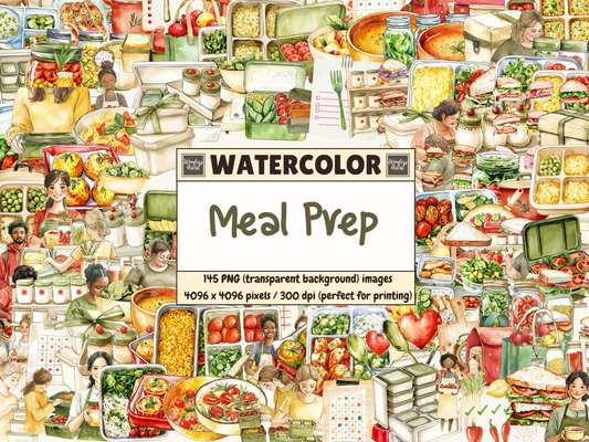 Meal Prep Watercolor Clipart