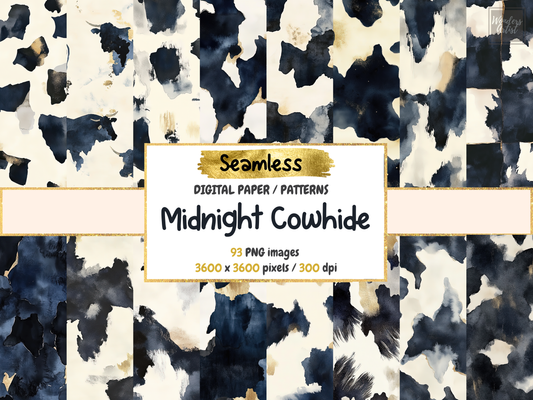Midnight Cowhide Digital Paper