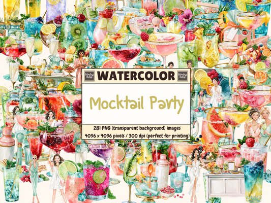 Mocktail Party Watercolor Clipart