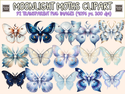 Moonlight Moths Clipart