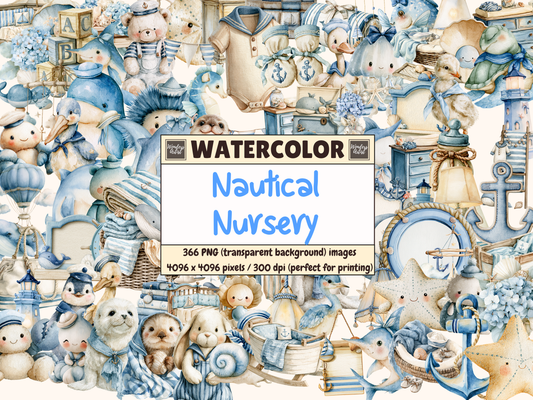 Nautical Nursery Watercolor Clipart