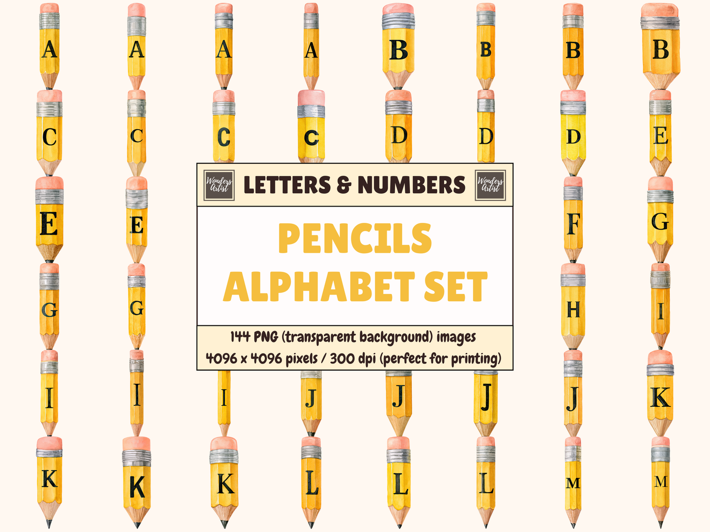 Pencils Alphabet & Numbers