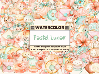 Pastel Lunar Watercolor Clipart