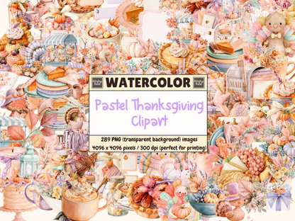Pastel Thanksgiving Watercolor Clipart