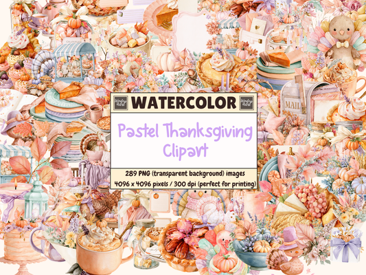 Pastel Thanksgiving Watercolor Clipart