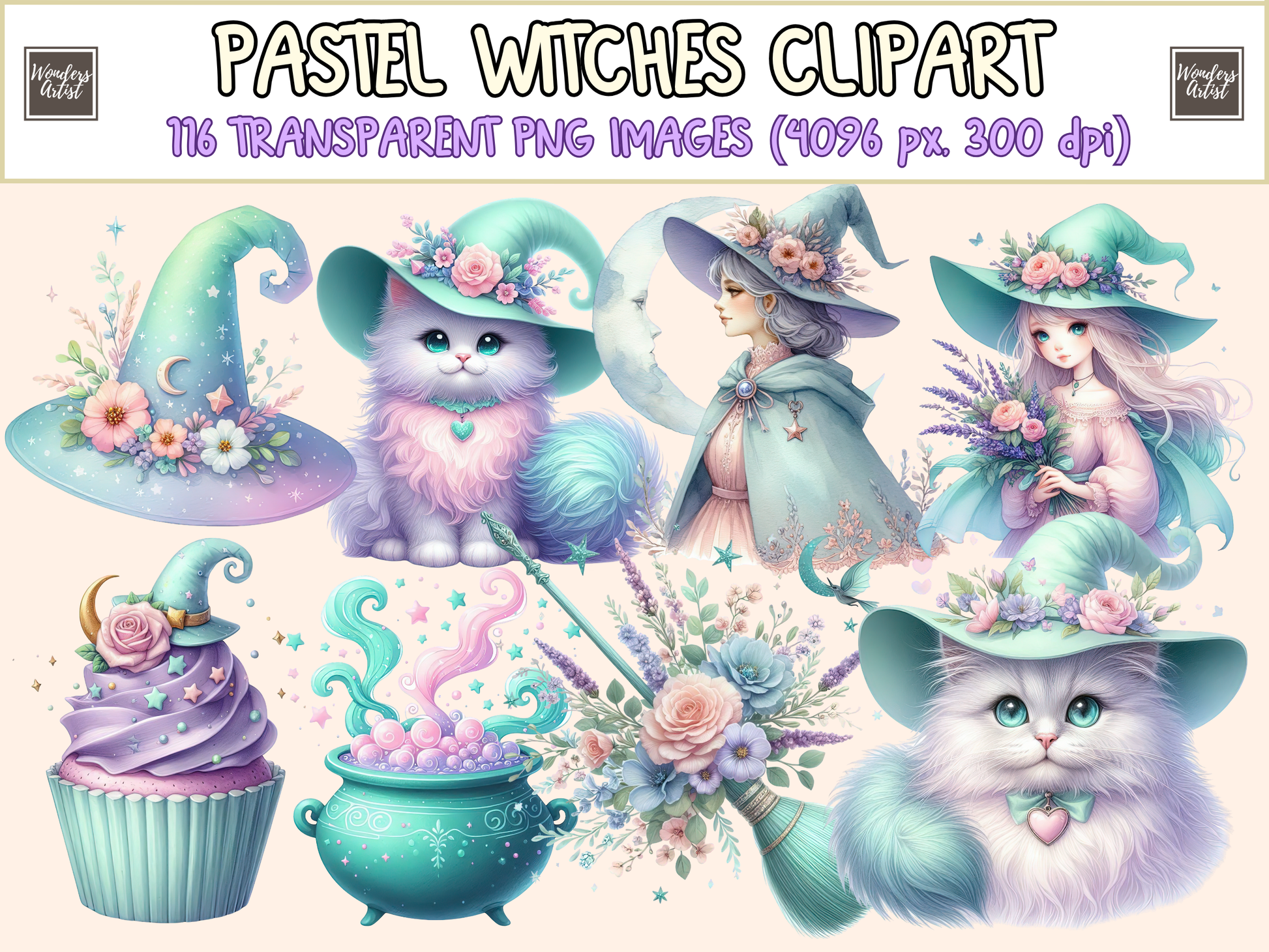 Pastel Witches Clipart