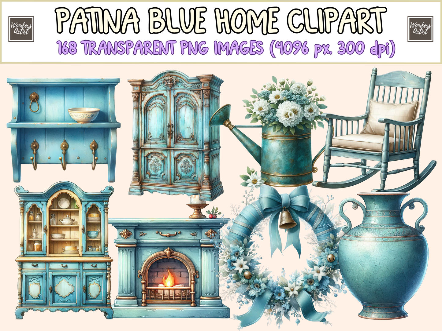 Patina Blue Home Clipart