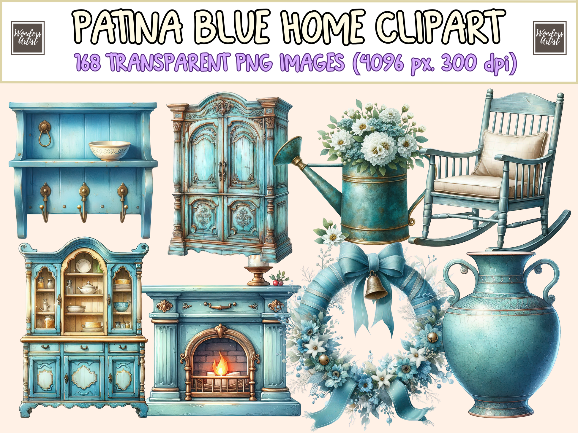 Patina Blue Home Clipart