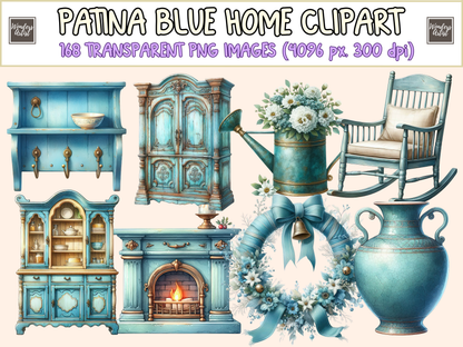 Patina Blue Home Clipart