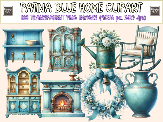 Patina Blue Home Clipart