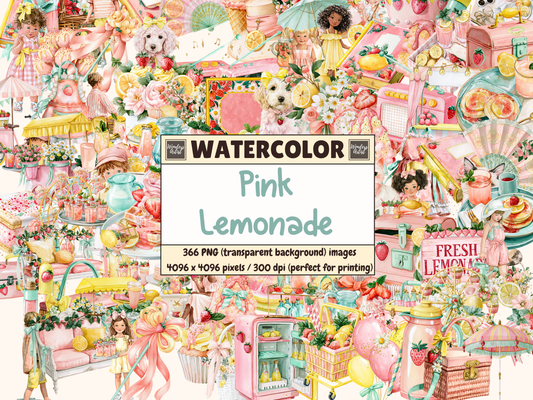 Pink Lemonade Watercolor Clipart
