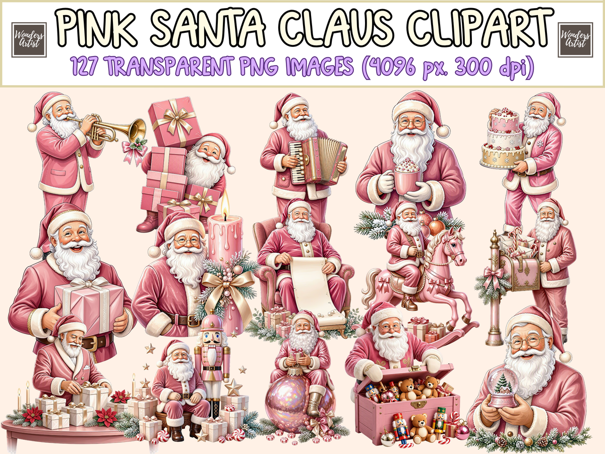 Pink Santa Claus Clipart