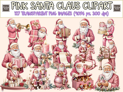 Pink Santa Claus Clipart
