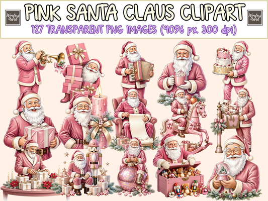 Pink Santa Claus Clipart