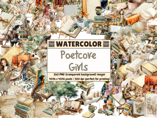 Poetcore Girls Watercolor Clipart