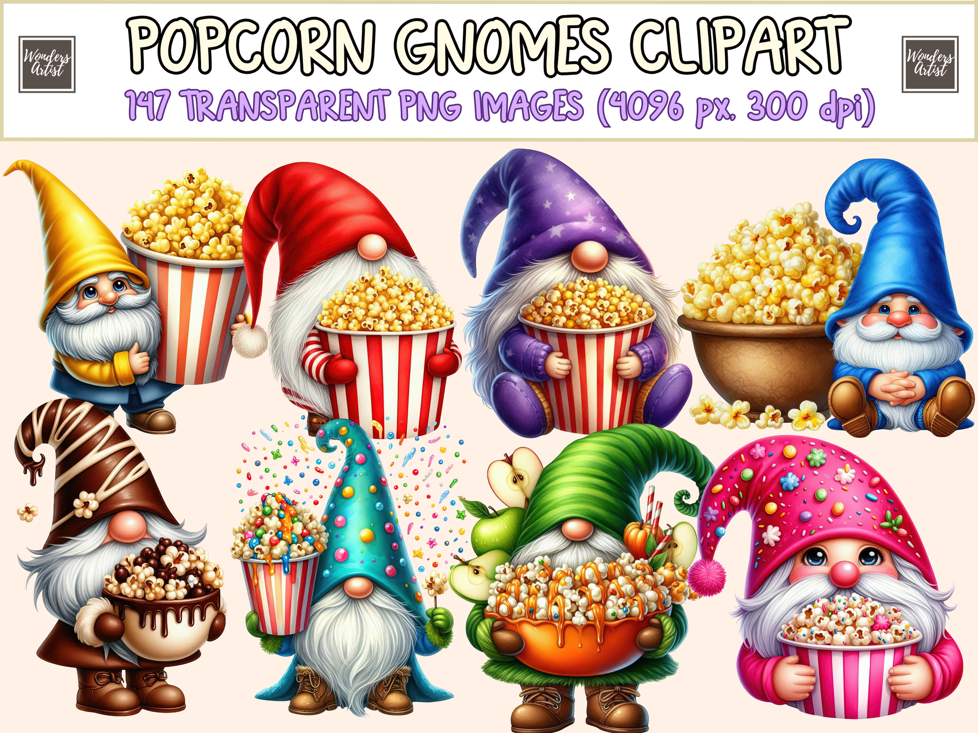 Popcorn Gnomes Clipart