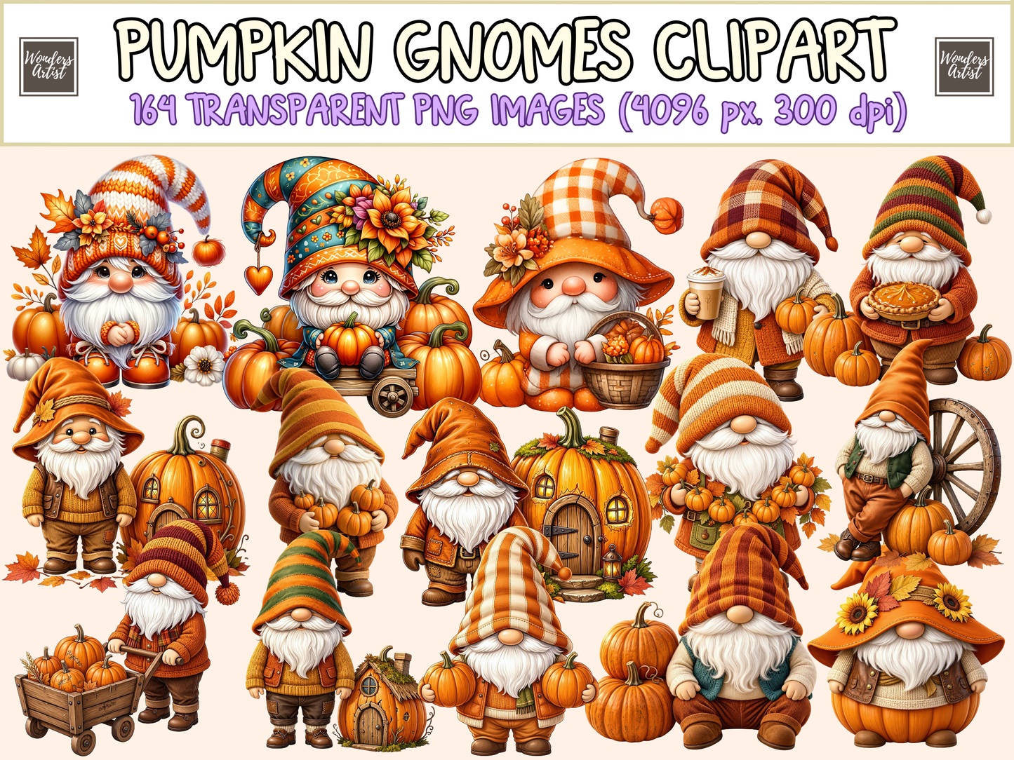 Pumpkin Gnomes Clipart