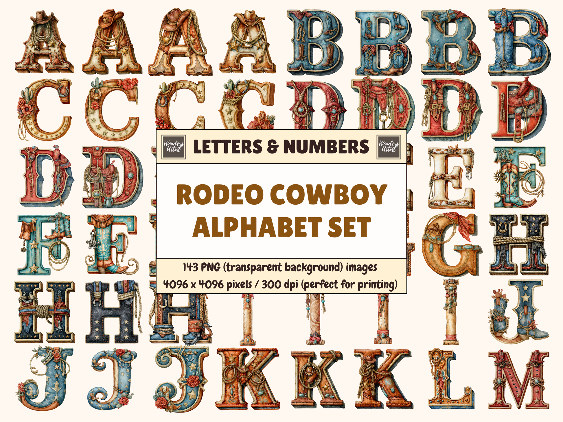 Rodeo Cowboy Alphabet & Numbers