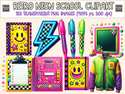 Retro Neon School Clipart