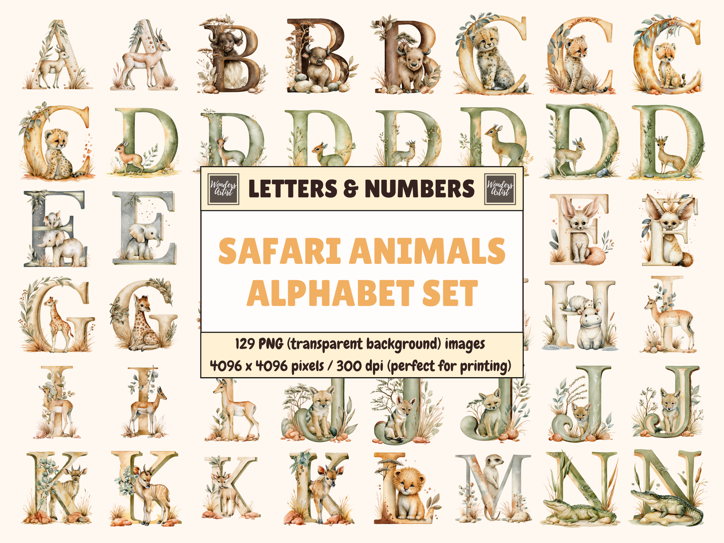 Safari Animals Alphabet & Numbers