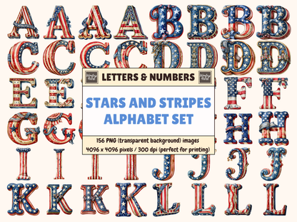 Stars and Stripes Alphabet & Numbers