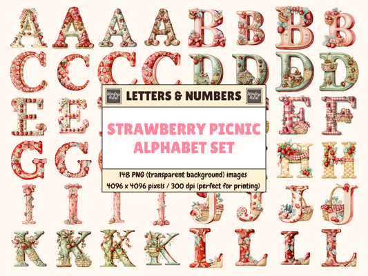 Strawberry Picnic Alphabet & Numbers