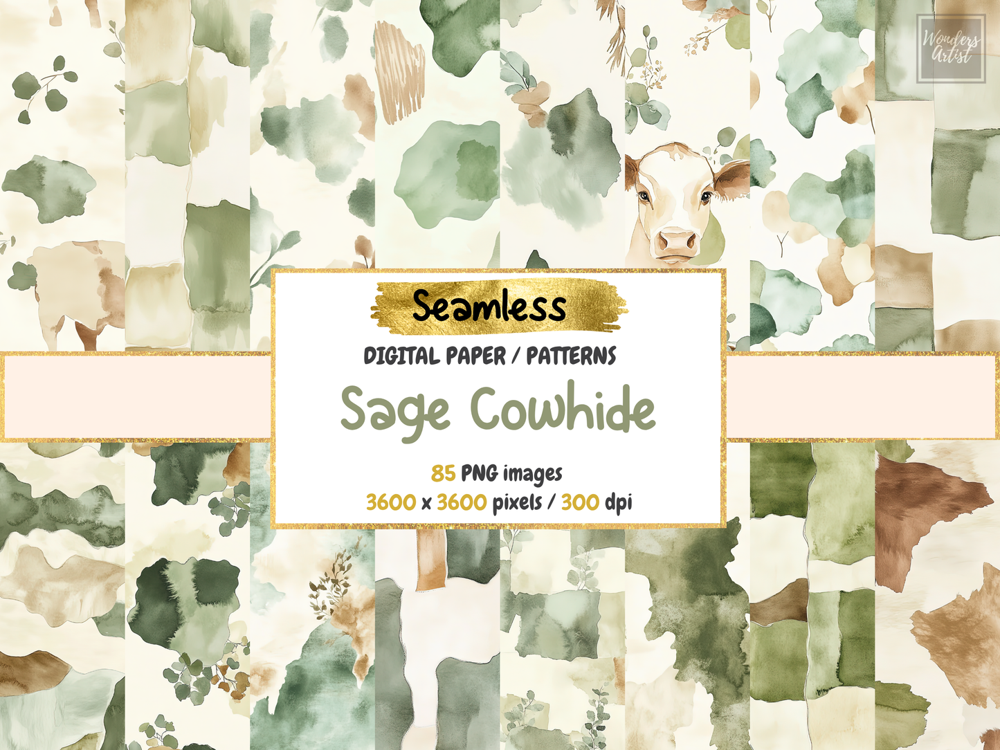 Sage Cowhide Digital Paper