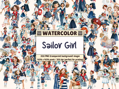 Sailor Girl Watercolor Clipart