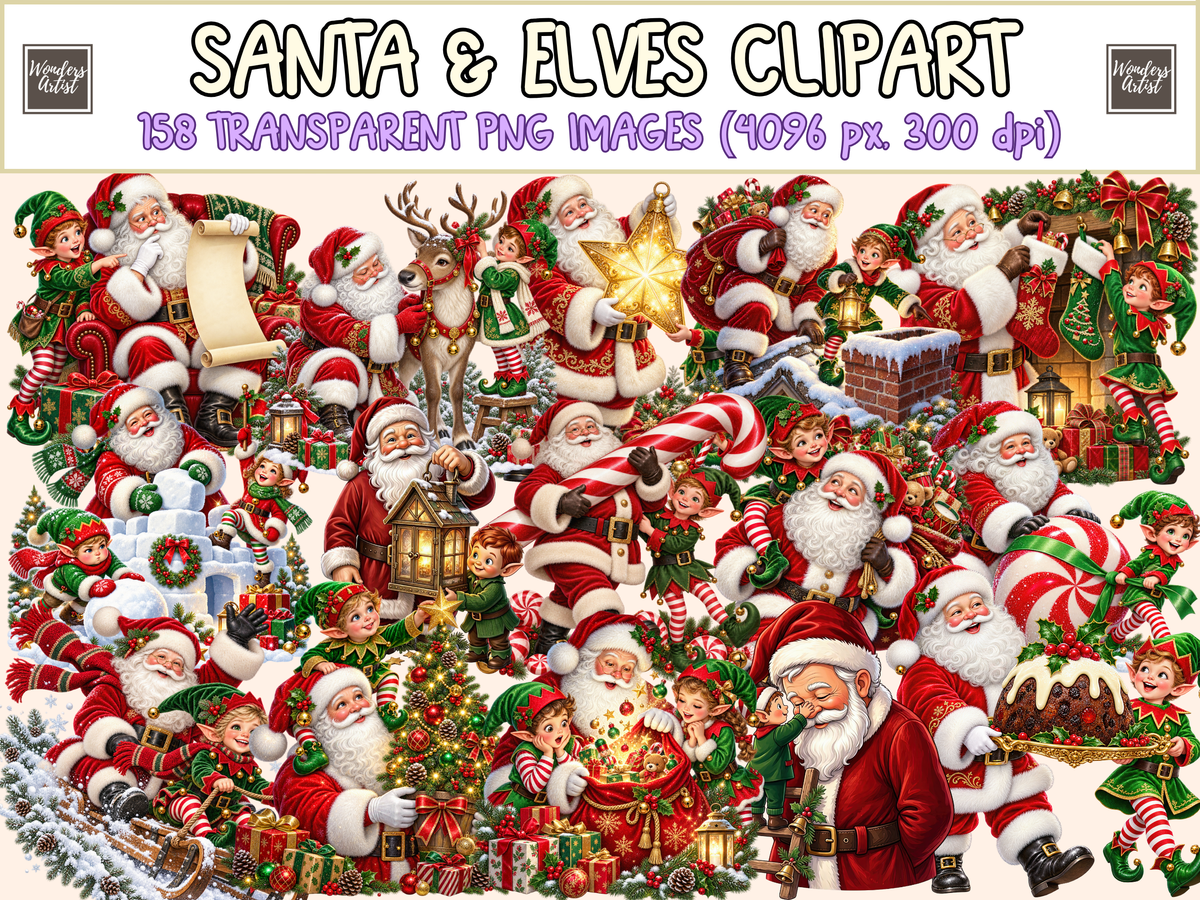 Santa & Elves Clipart