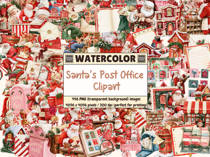Santa’s Post Office Watercolor Clipart