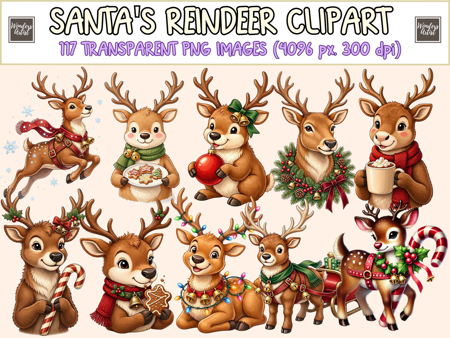 Santa's Reindeer Clipart