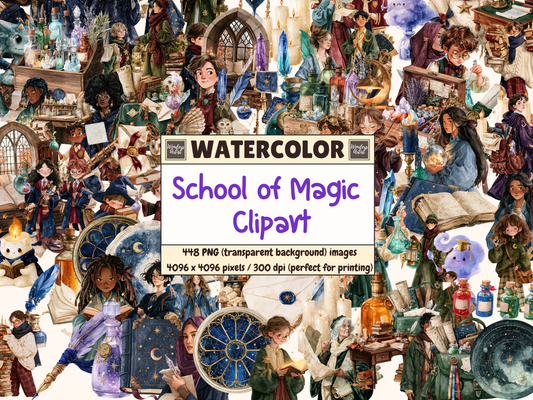 School of Magic Watercolor Clipart