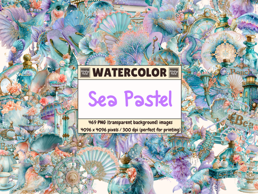 Sea Pastel Watercolor Clipart