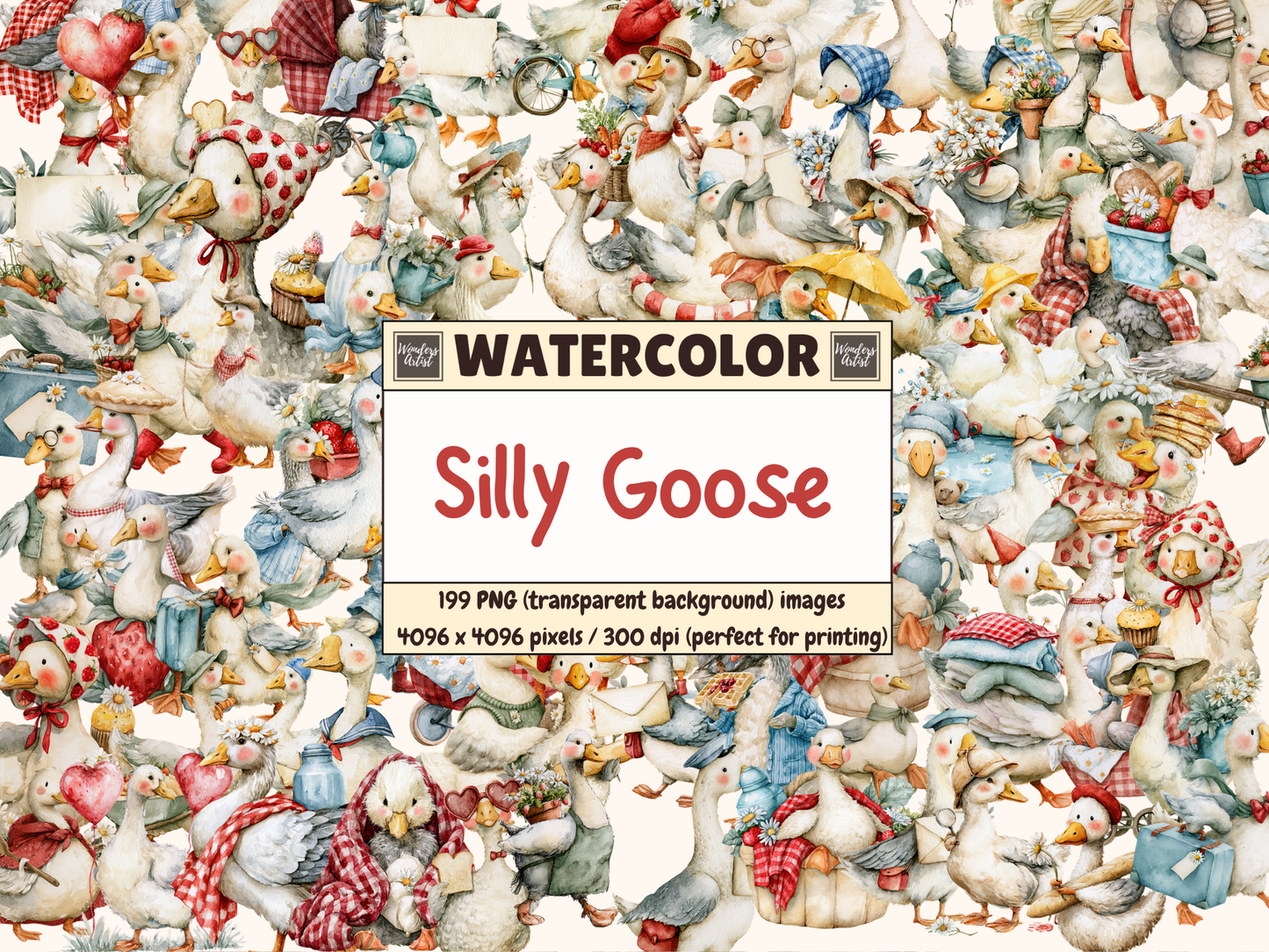Silly Goose Watercolor Clipart