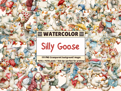 Silly Goose Watercolor Clipart