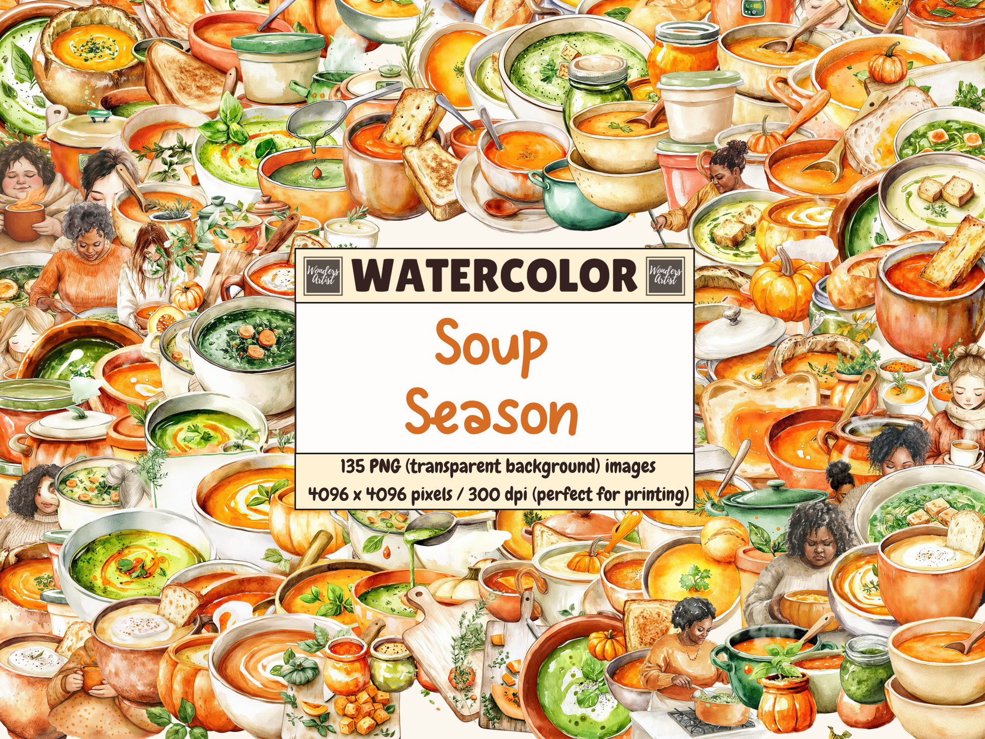 Soup Season Watercolor Clipart