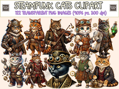 Steampunk Cats Clipart