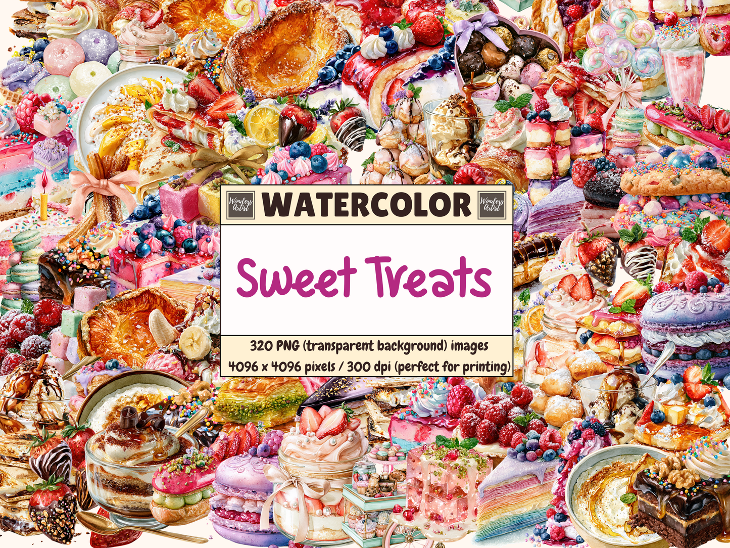 Sweet Treats Watercolor Clipart